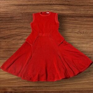 GIVENCHY Paris Red Knit Dress Sleeveless Fit and Flare Designer